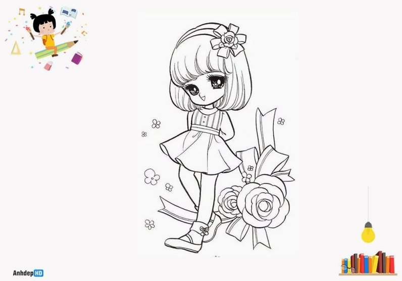 Bộ sưu tập 20 hình tô màu cho bé gái 3 tuổi dễ thương nhất 14 Một bé gái đang say sưa tập trung tô màu bức tranh yêu thích của mình