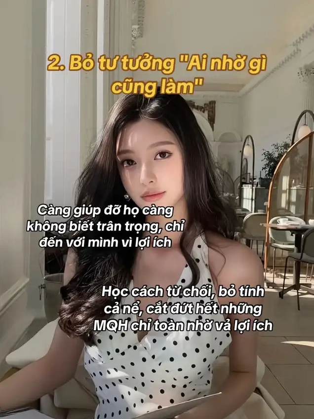Bộ sưu tập 30+ ảnh các em gái xinh tươi quyến rũ hút hồn 16 Một cô gái trẻ xinh đẹp với mái tóc dài mặc áo chấm bi nhìn thẳng vào ống kính minh họa cho lời khuyên 2 Bỏ tư tưởng Ai nhờ gì cũng làm và học cách từ chối