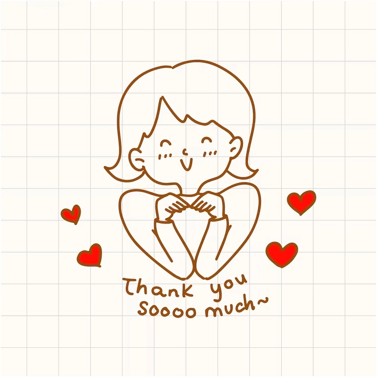 Trọn bộ ảnh meme thank you hài hước độc đáo nhất năm 2026 16 Nét vẽ doodle cô bé chibi đáng yêu đang gửi lời cảm ơn chân thành