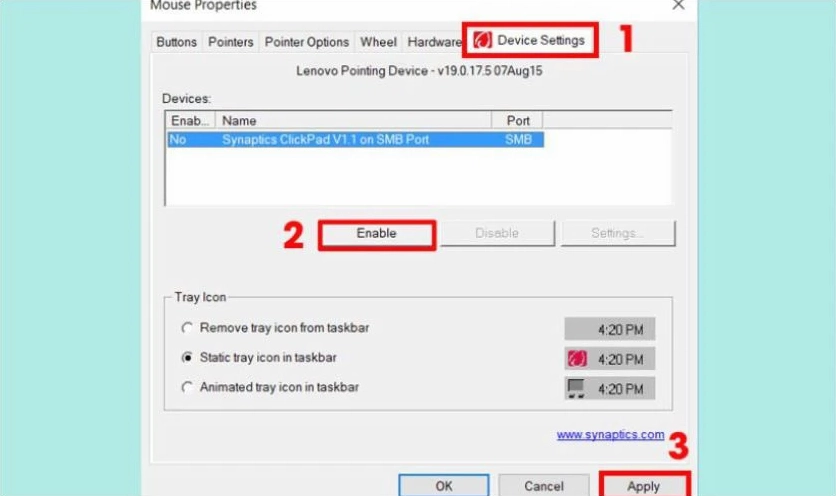 Nhấn Disable để vô hiệu hóa chuột laptop trên máy tính Dell