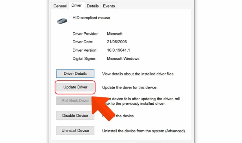 Nhấp vào Update Driver để bắt đầu quá trình cập nhật