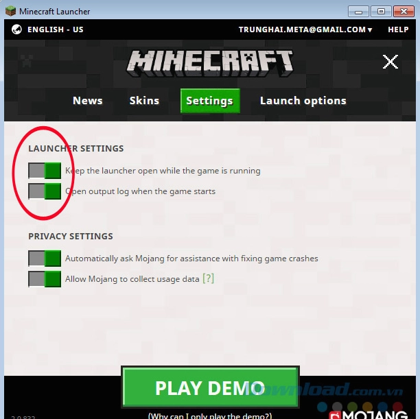 Hướng dẫn chi tiết cách sửa lỗi Java khi chơi Minecraft hiệu quả nhất 5 Nút gạt kích hoạt tùy chọn thiết lập đường dẫn thực thi phần mềm Java trong Launcher