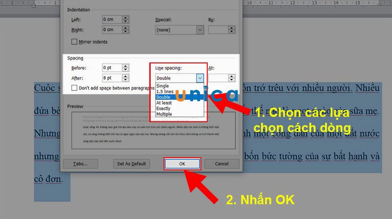 Hướng dẫn chi tiết cách sửa lỗi cách dòng trong Word cực kỳ đơn giản và nhanh chóng 5 Nút OK nằm ở góc dưới hộp thoại Paragraph được nhấn để xác nhận việc lưu các thiết lập vừa thay đổi