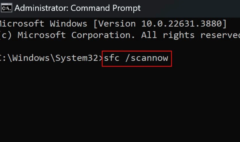 Quá trình chạy lệnh sfc scannow trong Command Prompt để kiểm tra và sửa lỗi các tệp tin hệ thống Windows