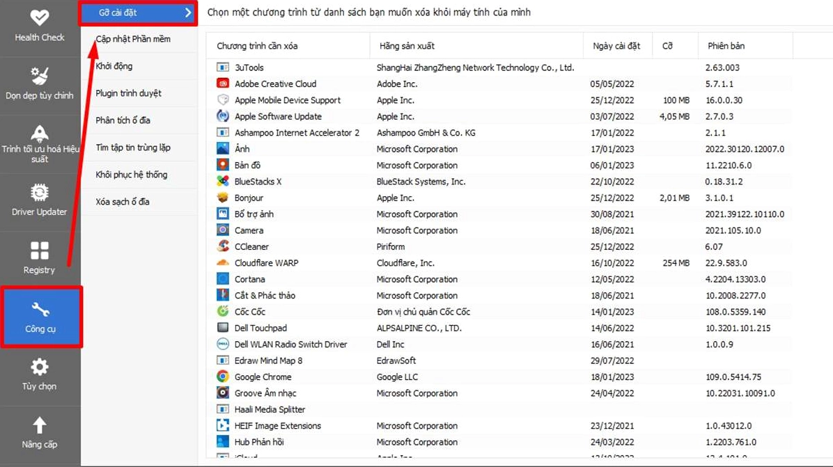Quá trình ra lệnh dọn dẹp bằng công cụ CCleaner mạnh mẽ