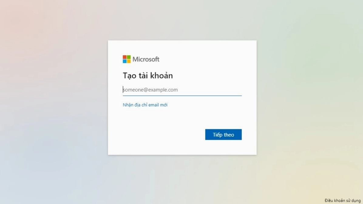 Tạo tài khoản Microsoft