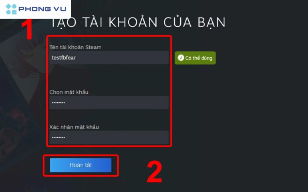 Tạo tài khoản
