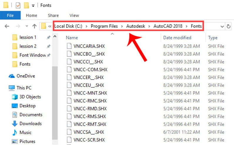 Hướng dẫn chi tiết cách sửa lỗi font chữ trong CAD nhanh chóng 4 Thao tác cài đặt thêm font chữ vào thư mục hệ thống