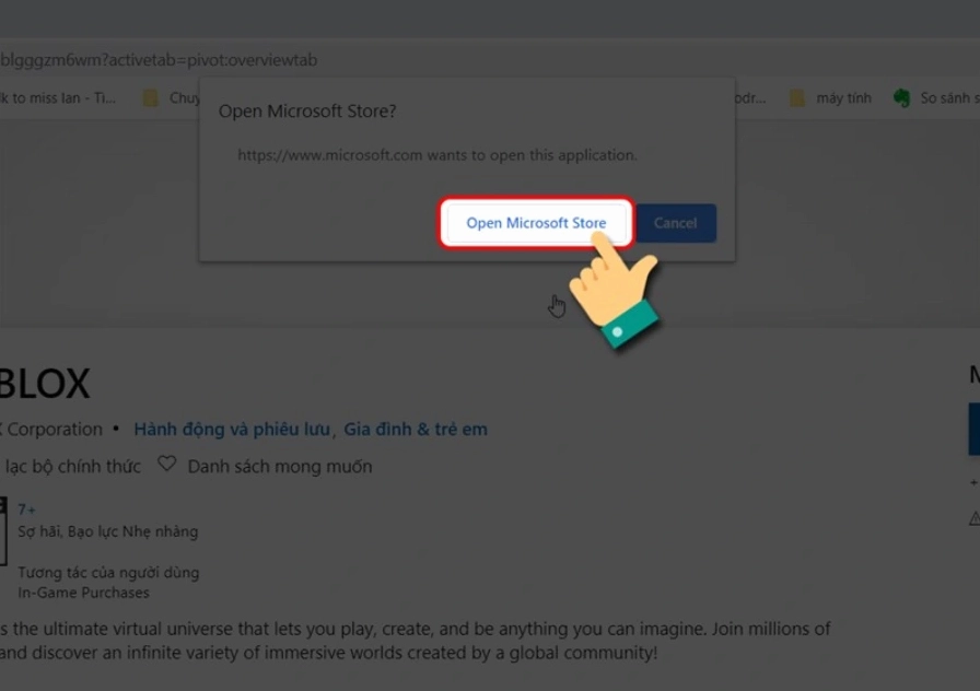 Thao tác mở Microsoft Store trên máy tính Windows