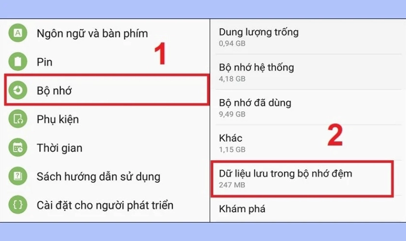 Thao tác xóa dữ liệu bộ nhớ đệm của ứng dụng Roblox trong phần cài đặt của điện thoại di động