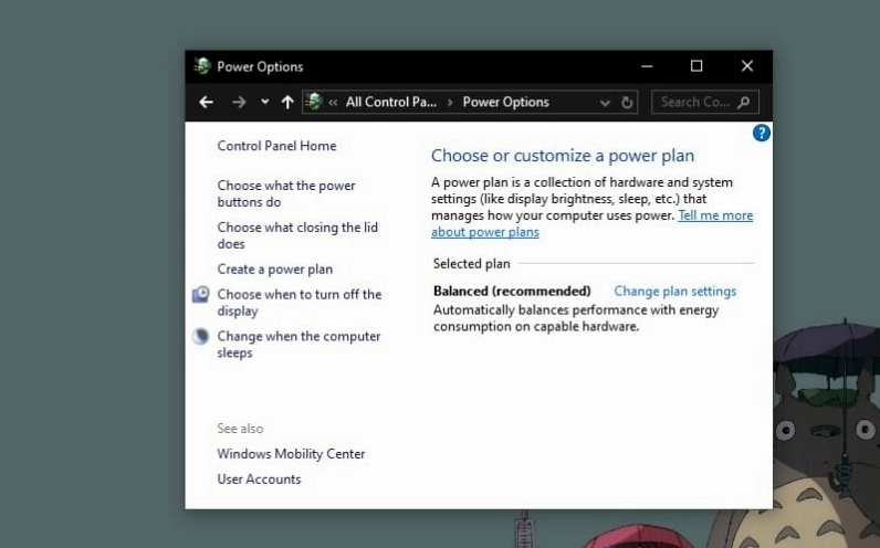 Thiết lập chế độ quản lý năng lượng Balanced trên hệ điều hành Windows