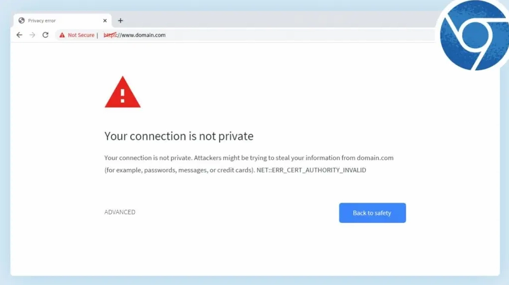 Thông báo xuất hiện khi website sử dụng SSL không hợp lệ