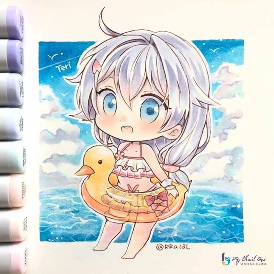 Bộ sưu tập hình vẽ cô gái mạnh mẽ cá tính cuốn hút nhất 2026 19 Tranh anime chibi dễ thương trong bộ trang phục dạo phố