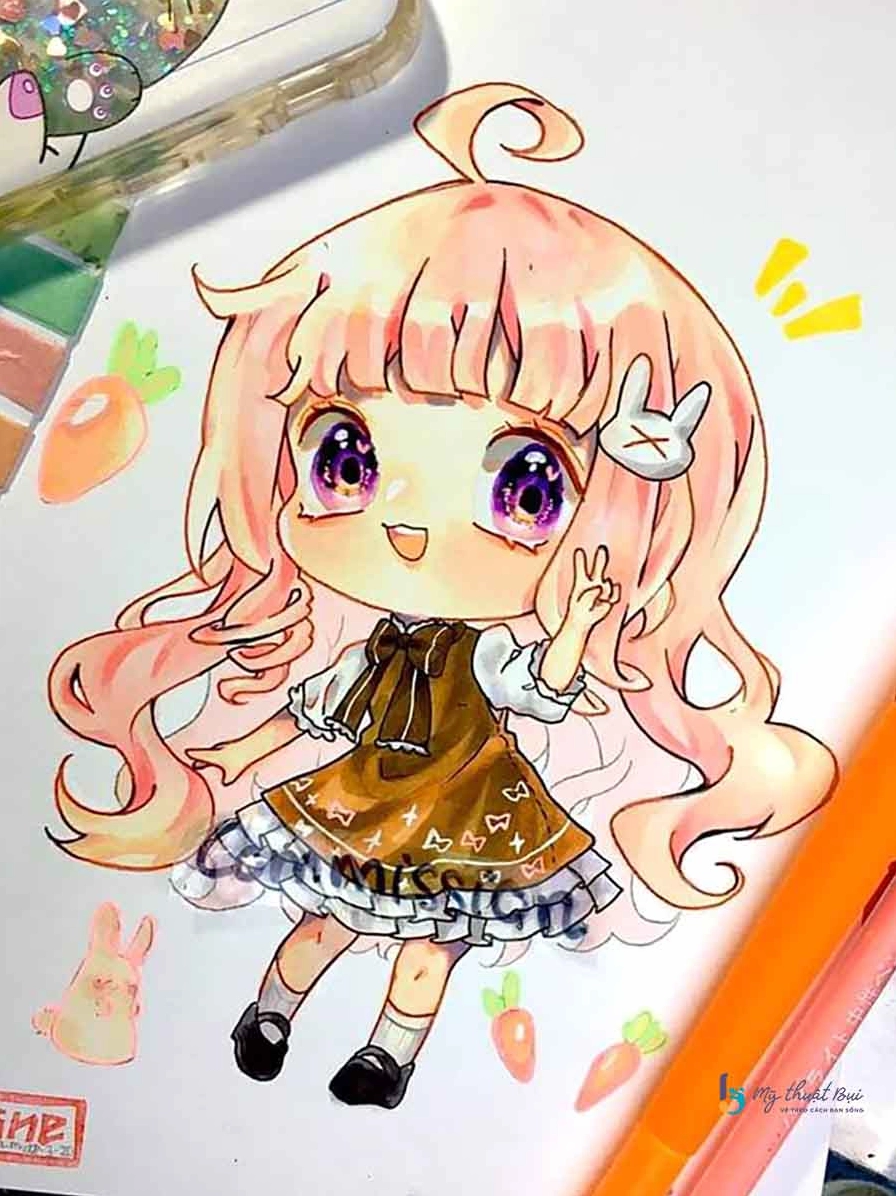 Bộ sưu tập hình vẽ cô gái mạnh mẽ cá tính cuốn hút nhất 2026 17 Tranh vẽ anime chibi trong khoảnh khắc đời thường