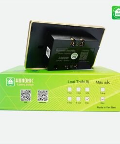 Ổ Cắm Mặt Kính 2 Ổ Có Tiếp Địa Viền Vàng Màu Đen 2 O CAM MAT KINH MAU DEN 7