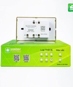 Ổ Cắm Mặt Kính 2 Ổ Có Tiếp Địa Viền Vàng Màu Trắng 1 O CAM MAT KINH MAU TRANG 5 1