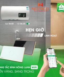 Công Tắc Cảm Ứng Chống Giật Bình Nóng Lạnh Wifi Hunonic Màu Trắng Viền Vàng 2 cong tac cam ung wifi vien vang 1