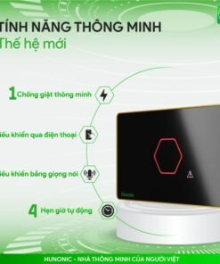 Công Tắc Chống Giật Hunonic Datic Màu Đen - Chống Giật Nóng Lạnh 4 công tấc chống giật