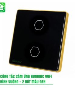 Công Tắc Cảm Ứng 2 Nút Hunonic Mặt Vuông Màu Đen - Điều Khiển Từ Xa Bằng Điện Thoại 1 cong tac wifi mat vuong 2 nut mau den 1