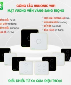 Công Tắc Cảm Ứng 2 Nút Hunonic Mặt Vuông Màu Đen - Điều Khiển Từ Xa Bằng Điện Thoại 5 cong tac wifi mat vuong 2 nut mau den 2