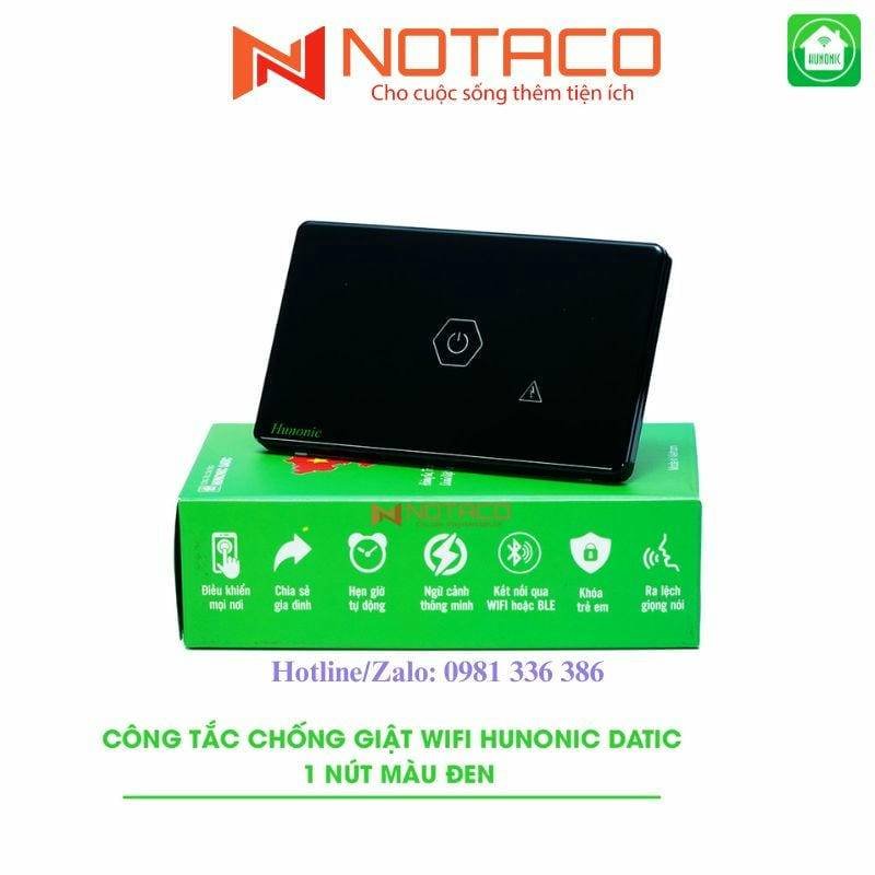 Công Tắc Chống Giật Hunonic Datic Màu Đen - Chống Giật Nóng Lạnh 17 Chống giật nóng lanh