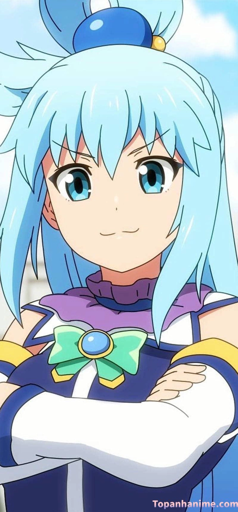 Ảnh anime Aqua cute đang tạo dáng tinh nghịch