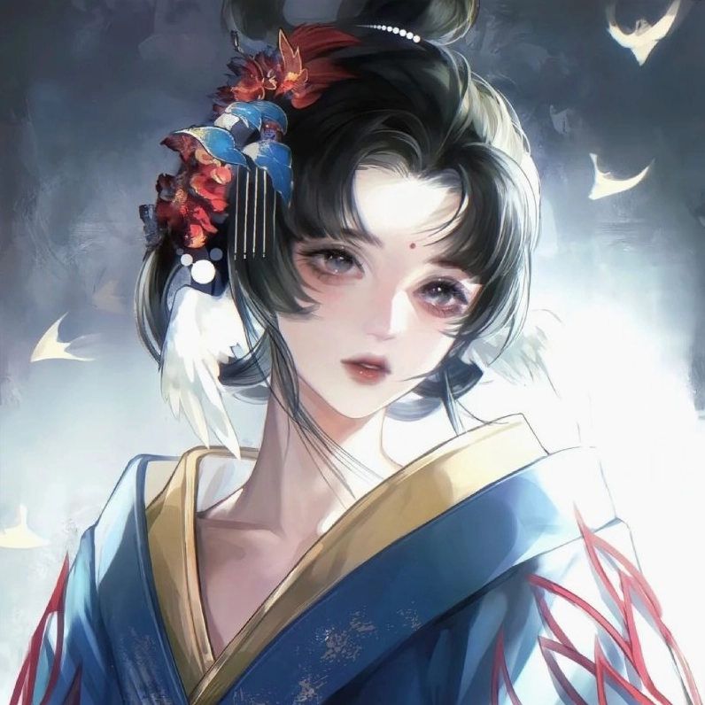 Ảnh anime cổ trang nữ dịu dàng giữa khung cảnh huyền ảo