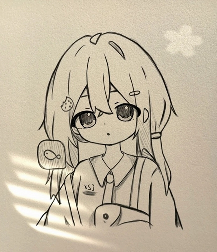 Ảnh anime đơn giản một cô bé cute đang vui đùa