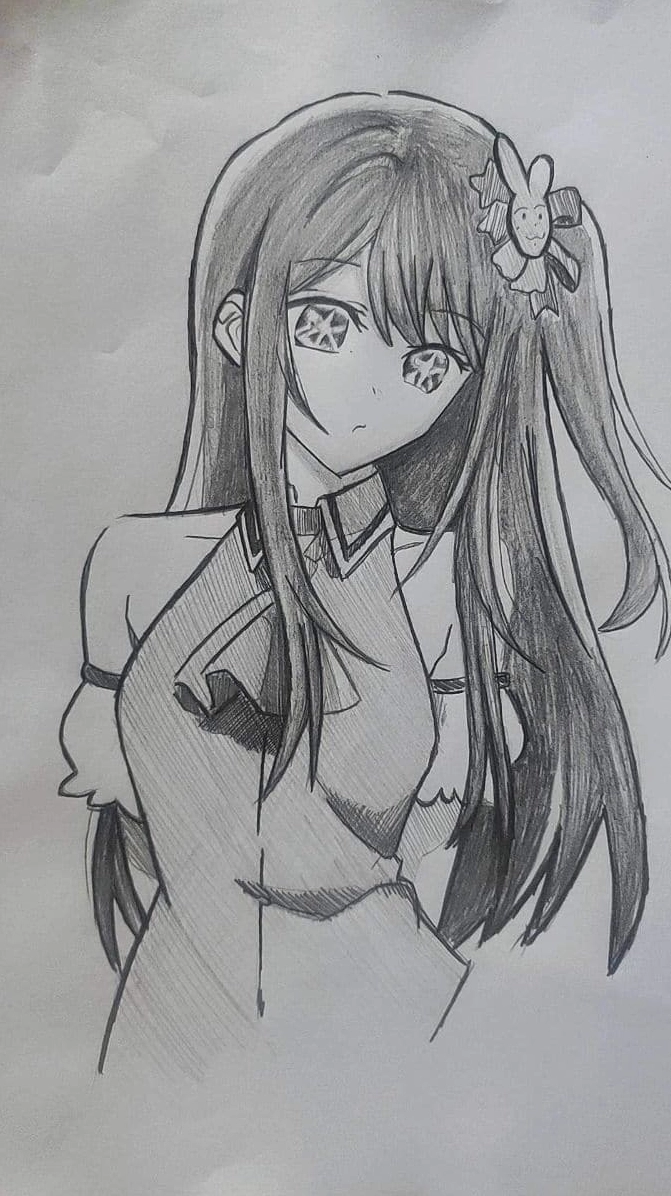 Ảnh anime đơn giản với nhân vật nữ tóc tím nổi bật