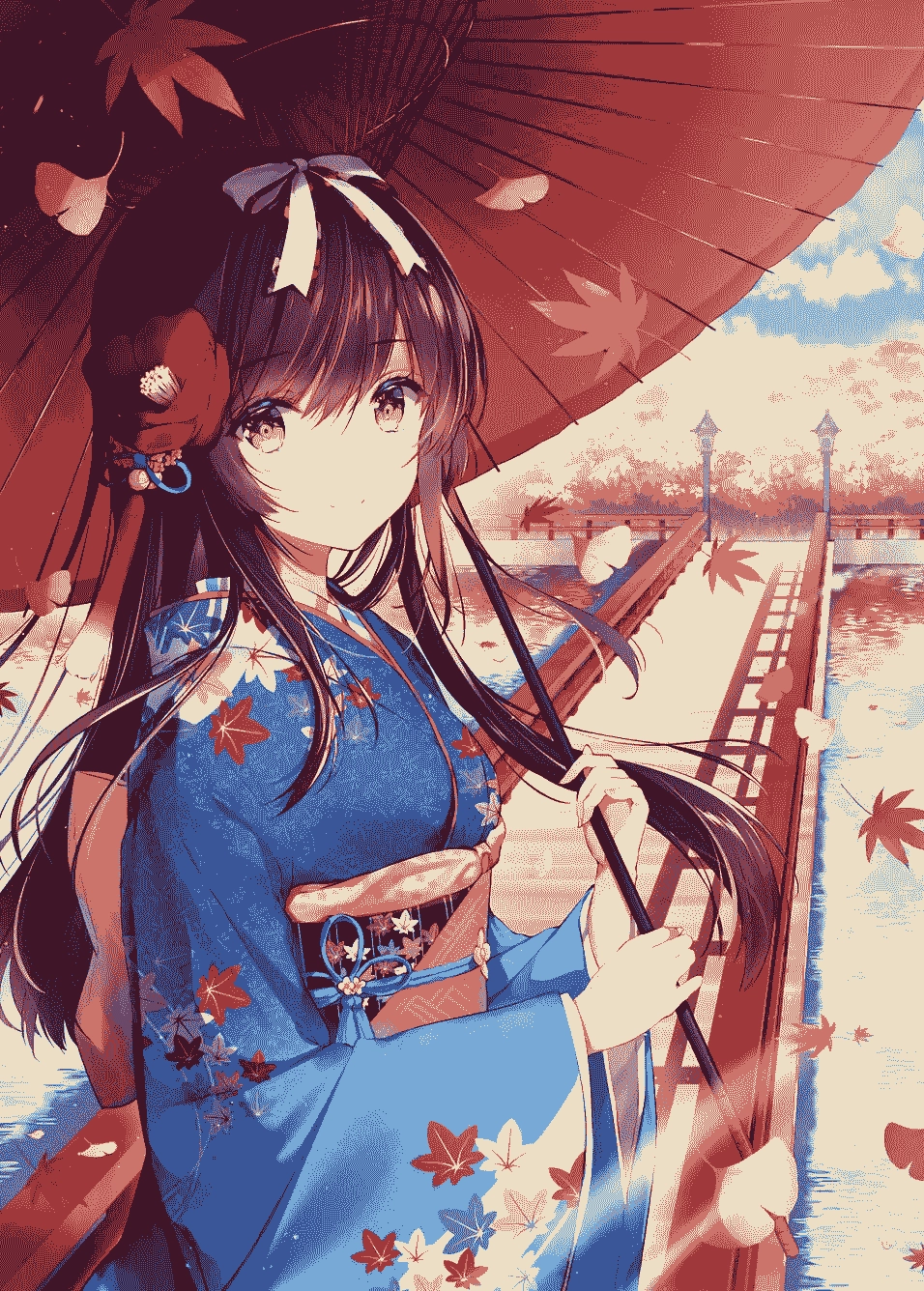 Bộ Sưu Tập Cận Cảnh Ảnh Gái Xinh Mặc Kimono Đẹp Tuyệt Mỹ 4 Ảnh anime gái xinh mặc kimono truyền thống màu xanh pastel