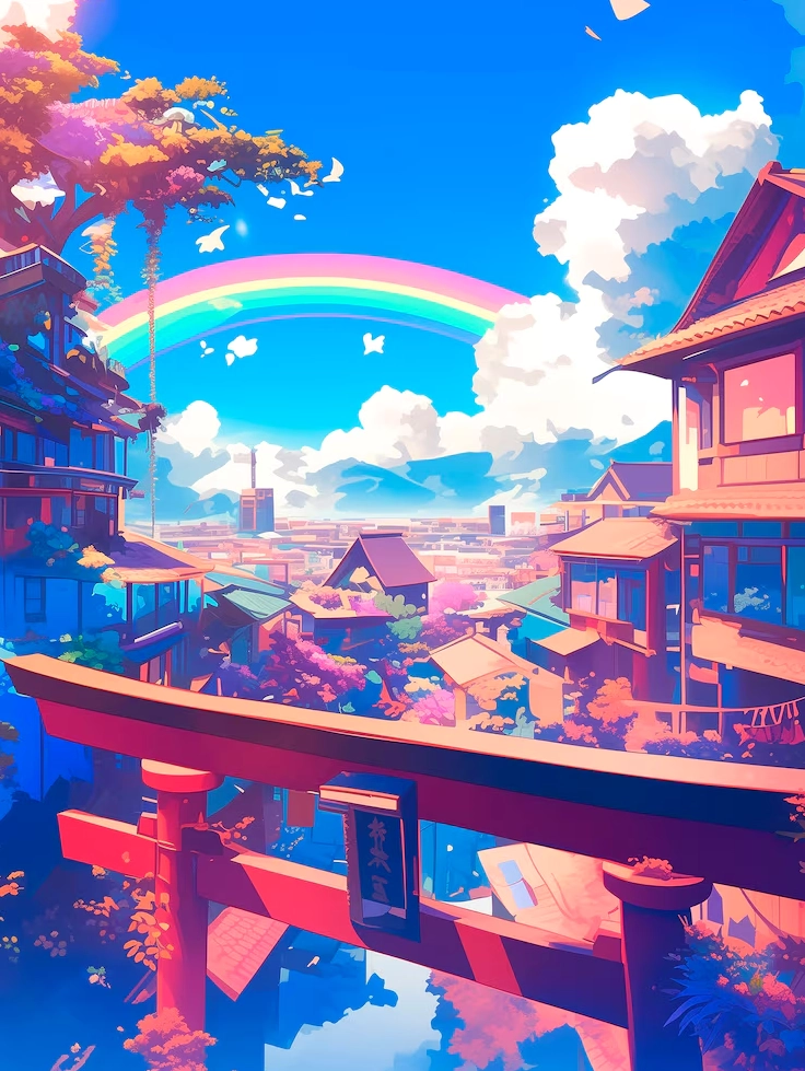 Bộ Sưu Tập Cận Cảnh Ảnh Anime Game Đẹp Tuyệt Cú Mèo 13 Ảnh anime game phong cảnh cầu vồng rực rỡ và huyền ảo