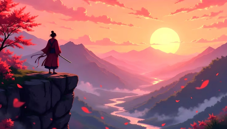 Bộ Sưu Tập Cận Cảnh Ảnh Anime Game Đẹp Tuyệt Cú Mèo 6 Ảnh anime game về chiến binh samurai ngắm hoàng hôn