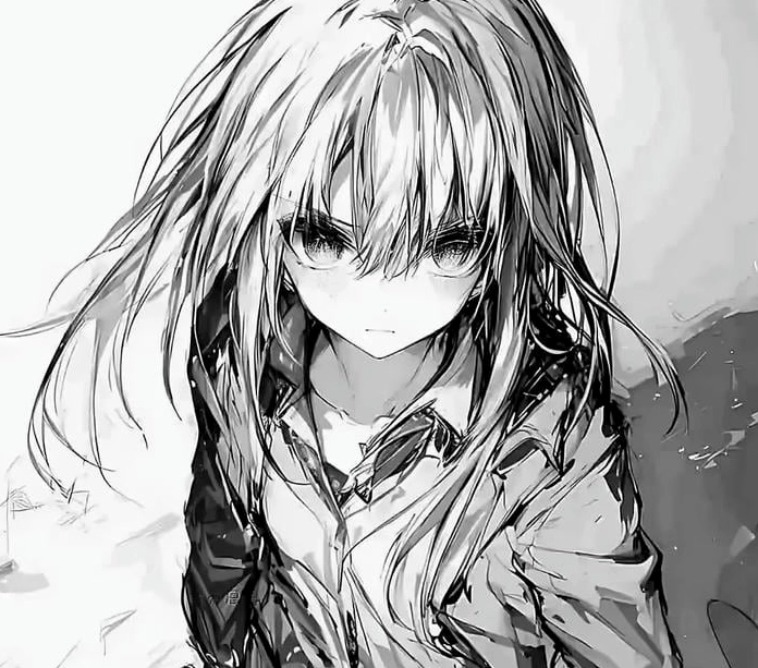 Bộ Sưu Tập: Cận Cảnh 20+ Ảnh Anime Đen Trắng Đầy Cảm Xúc 5 Ảnh anime girl đen trắng nổi bật giữa phông nền đơn sắc