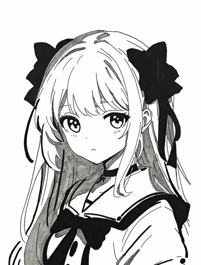 Bộ Sưu Tập: Cận Cảnh 20+ Ảnh Anime Đen Trắng Đầy Cảm Xúc 7 Ảnh anime girl trắng đen hiện đại với vẻ đẹp cuốn hút