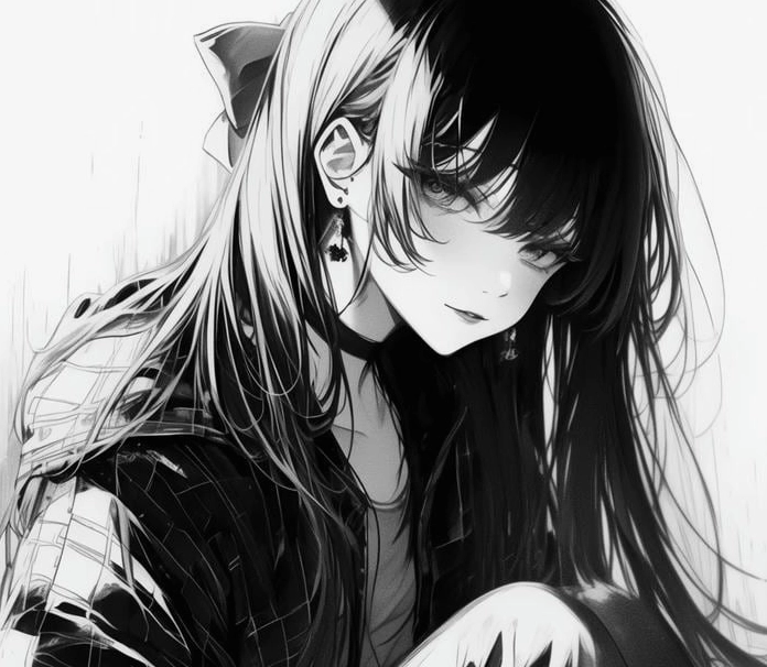 Bộ Sưu Tập: Cận Cảnh 20+ Ảnh Anime Đen Trắng Đầy Cảm Xúc 3 Ảnh anime girl trắng đen với biểu cảm bí ẩn