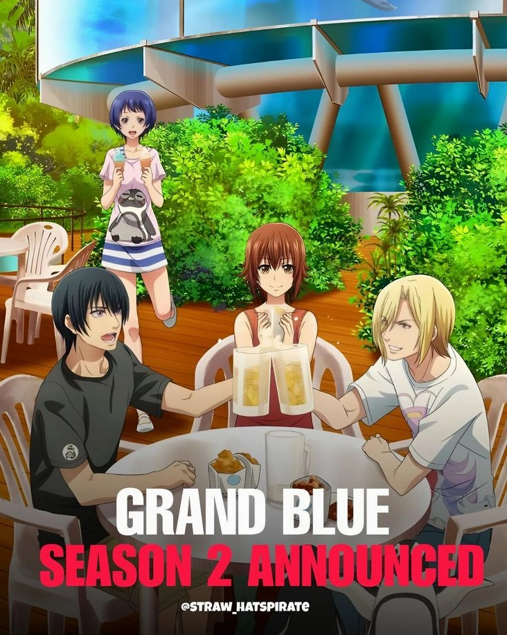 ảnh anime grand blue với khuôn mặt biến dạng hài hước