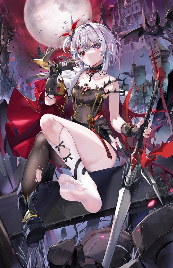 Cận Cảnh Bộ Sưu Tập Ảnh Anime Ma Cà Rồng Đỉnh Cao và Đậm Chất 10 Ảnh anime ma cà rồng đứng dưới trăng tròn, tạo nên khung cảnh huyền ảo