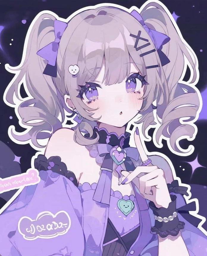 Ảnh anime màu tím với cô gái trầm tư dưới mưa