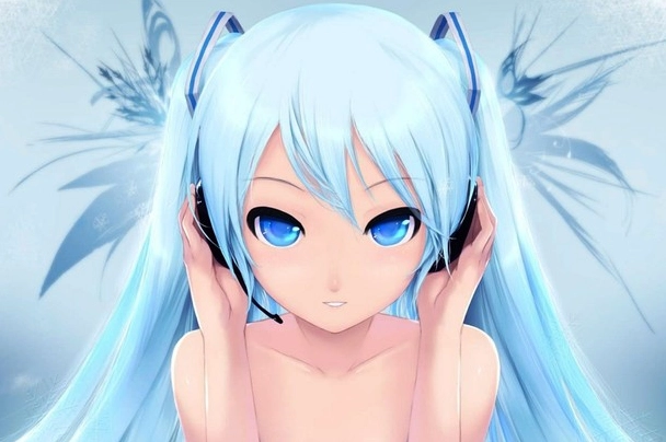 ảnh anime miku trong trang phục trắng tinh khôi, vẻ đẹp trong trẻo