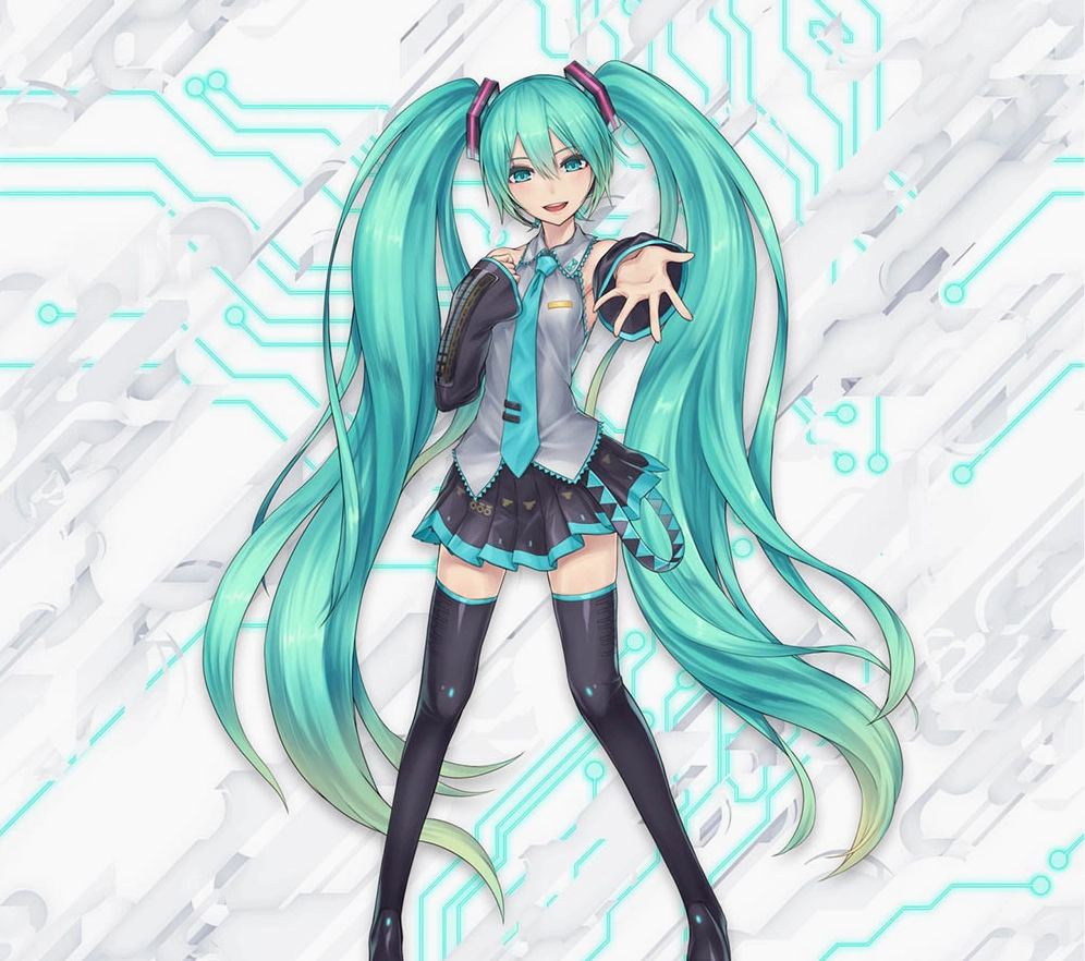 ảnh anime miku với trang phục độc đáo và phụ kiện phức tạp