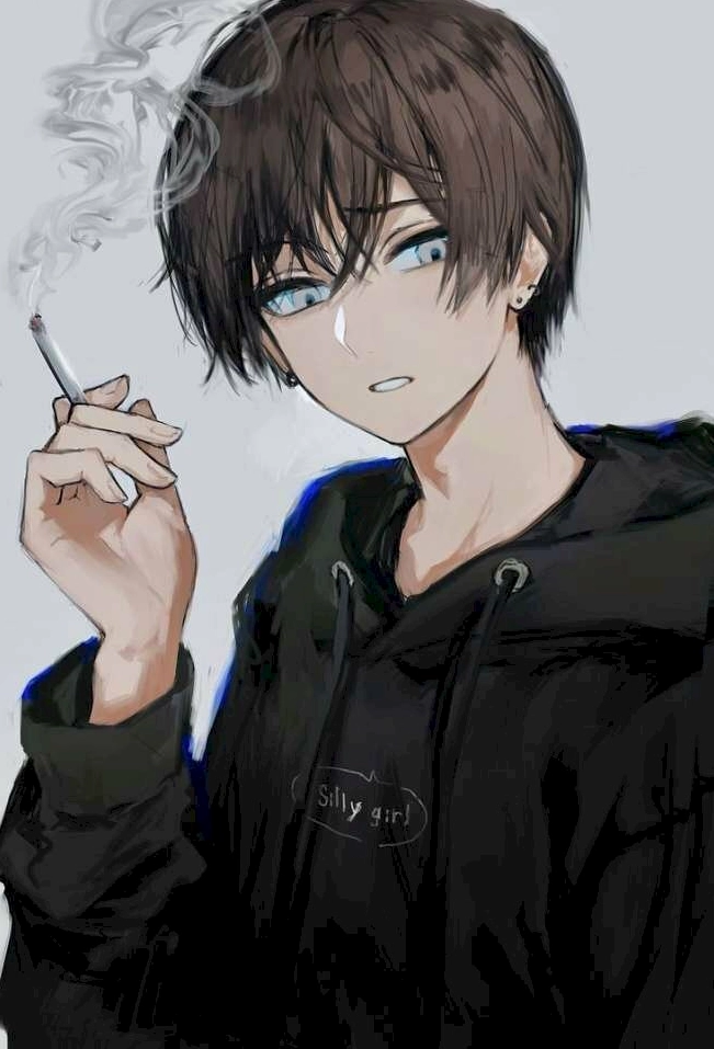 Bộ Sưu Tập Cận Cảnh Ảnh Anime Nam Buồn Đầy Cảm Xúc 5 Ảnh anime nam buồn ngầu đang hút thuốc suy tư trong màn đêm