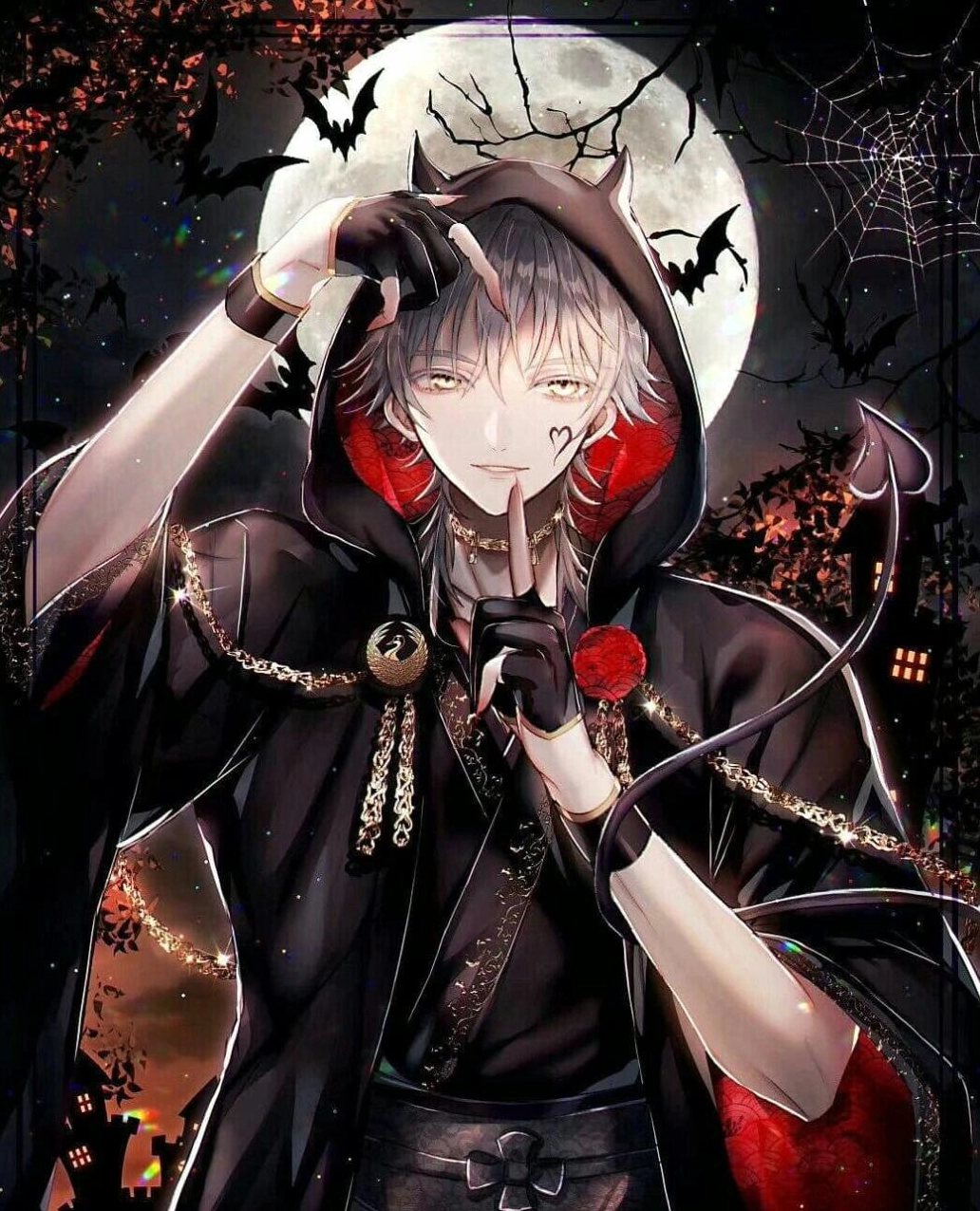 Ảnh anime nam ngầu lạnh lùng với tạo hình ác quỷ đầy uy lực và mạnh mẽ