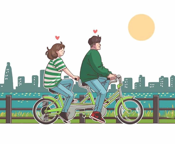 Ảnh anime ngôn tình hai người đi dạo trong công viên