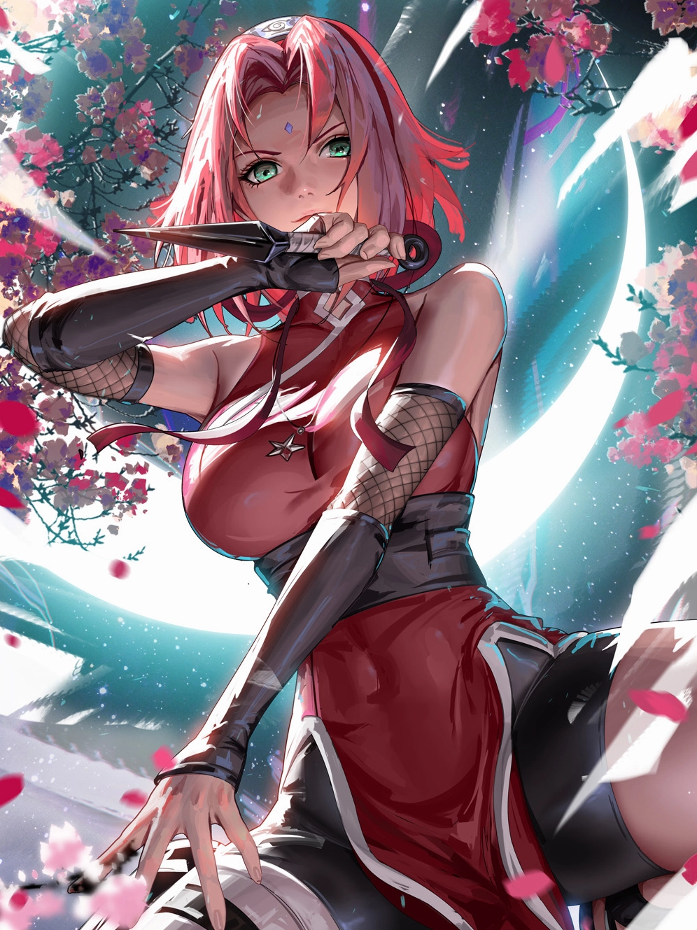 Ảnh anime sakura tươi tắn với mái tóc hồng nổi bật