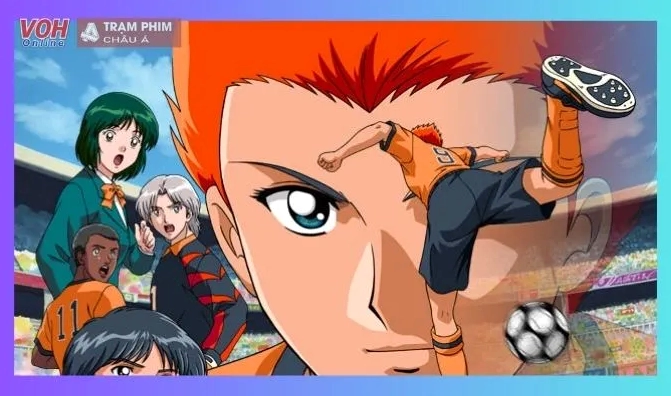 Ảnh anime thể thao một cầu thủ bóng đá đang chuyền bóng với kỹ thuật cao