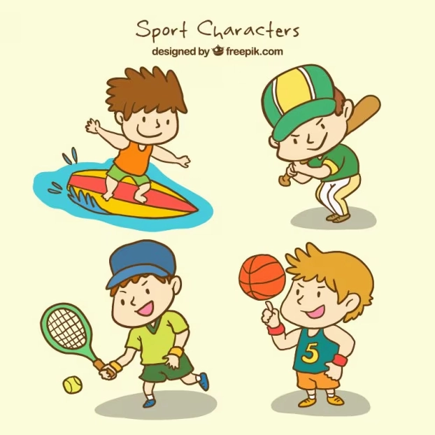 Ảnh anime thể thao tổng hợp các nhân vật với trang phục thể thao năng động