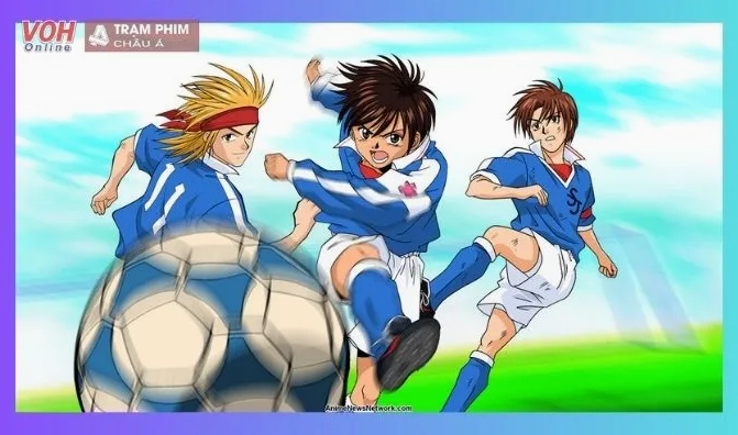 Ảnh anime thể thao về đội bóng đá trẻ với tinh thần chiến đấu mạnh mẽ