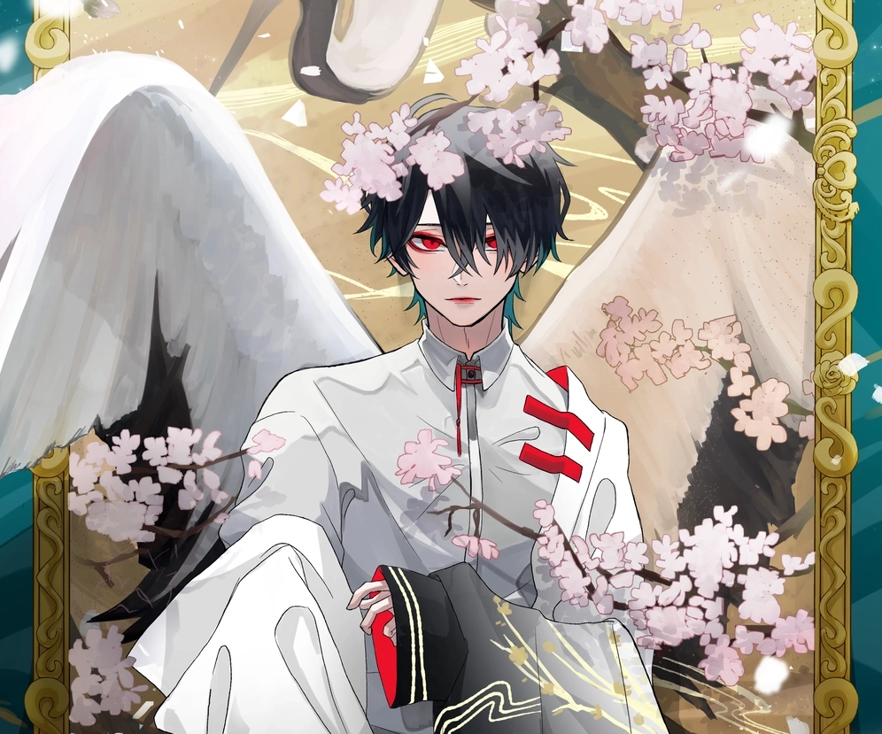 Ảnh anime thiên thần sa ngã buồn bã, đứng cô độc trong bóng tối