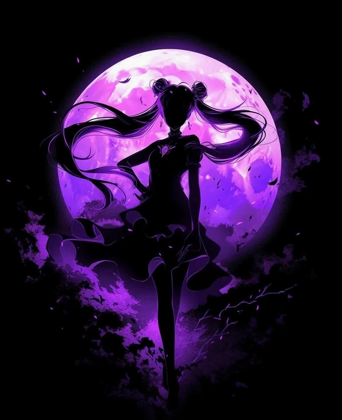 Ảnh anime tím 4K với nhân vật nữ cá tính