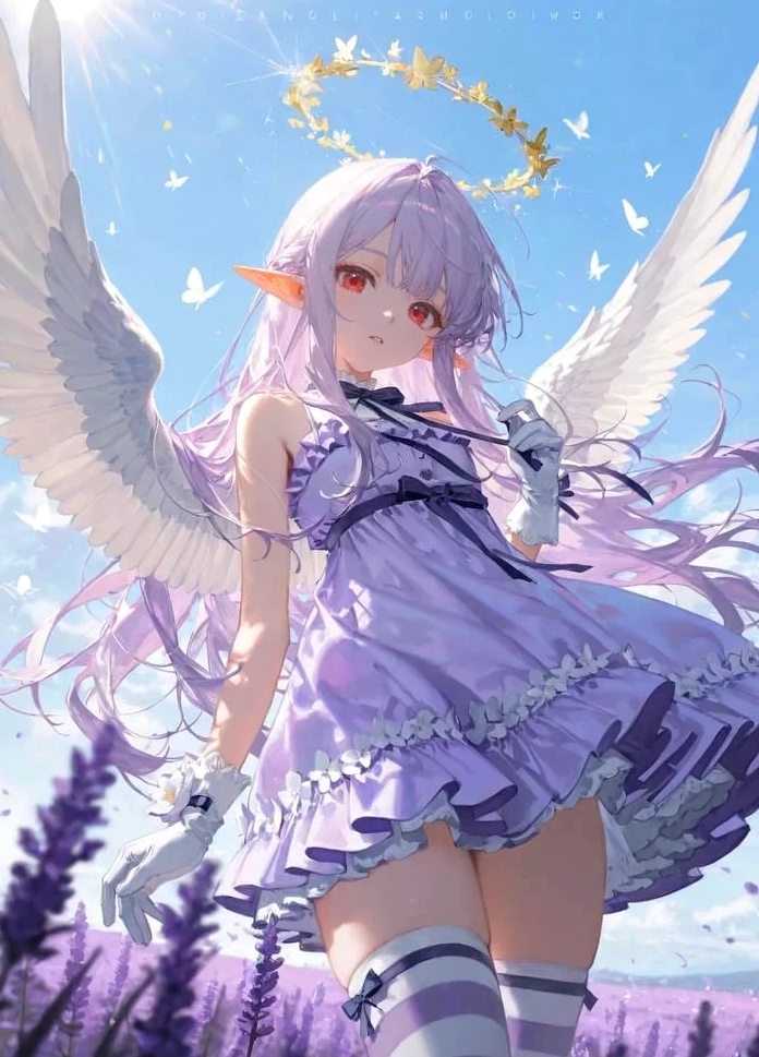 Ảnh anime tím nhẹ nhàng của một cô gái tóc dài